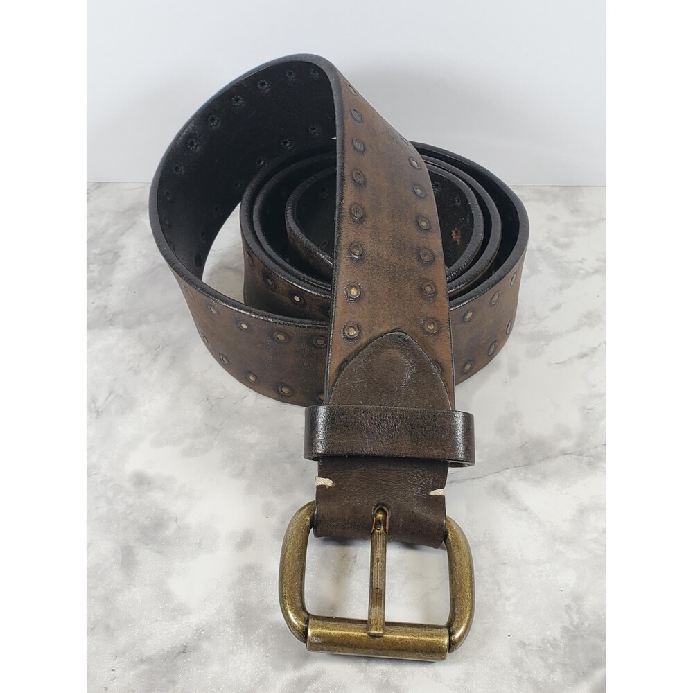 Vintage Mens Italian Leather Belt Eurometal Buckle - Berge Uomo Vera Pelle, 38"